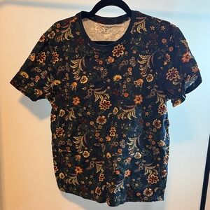 Forever 21 Floral Short Sleeve Tee - Black and Orange